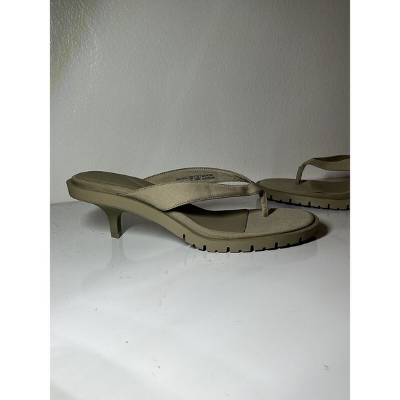 Zara Flip Flop Kitten Heels Sandals Sage Light Green Womens Size 41 - Picture 7 of 16